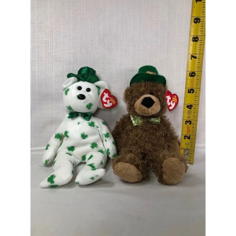 Ty Beanie Babies St Patricks Day Bears Lucky ODay and OFortune Set of 2 Plush